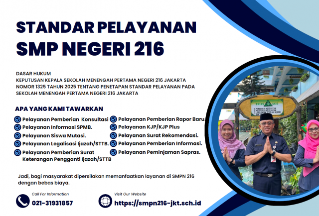 STANDAR PELAYANAN DI SMPN 216 TAHUN 2025